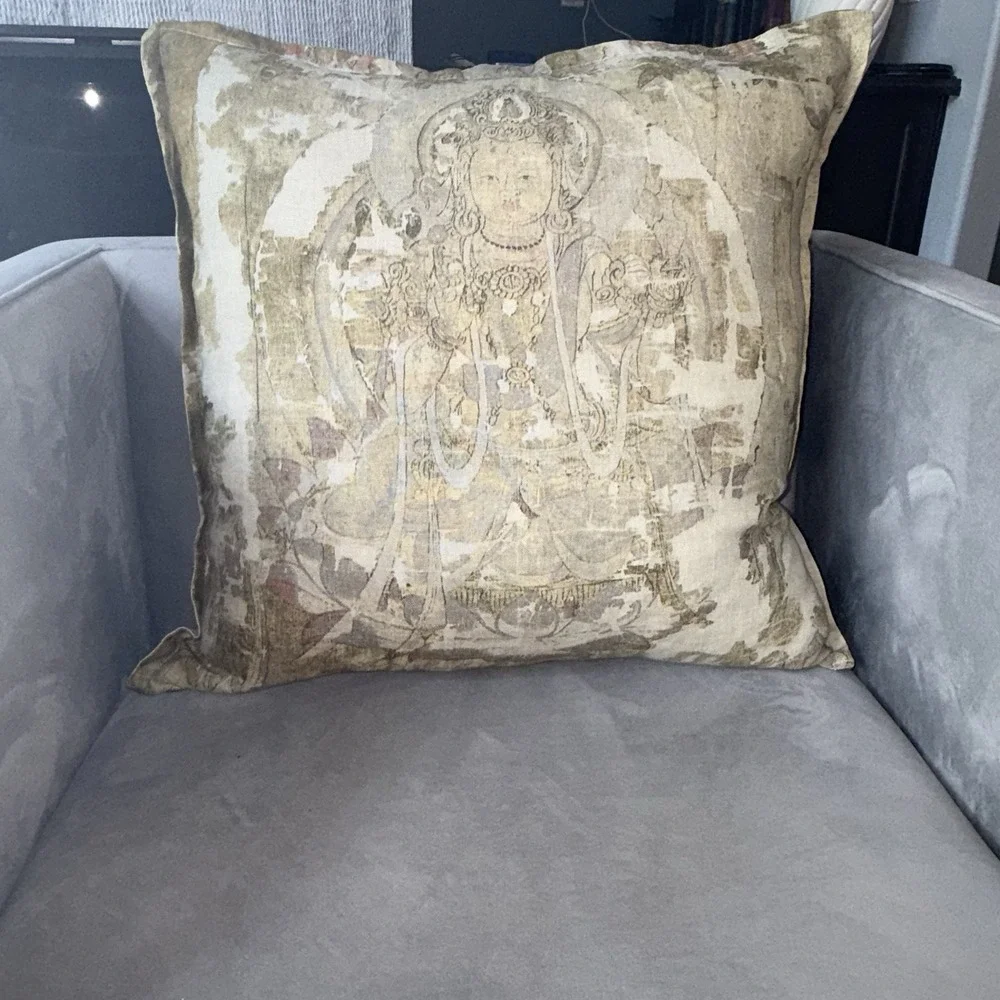 Pine Cone Hill Linen Pillow (COVER ONLY) 22x22 Buddha Zen Global Boho Meditative - Picture 12 of 12